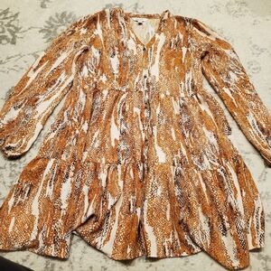 Snake Print Long Sleeve Dress